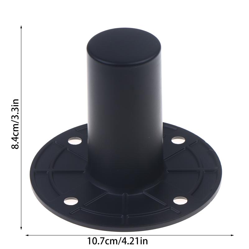 Black Metal Speaker Stand Mounts- Flange Base Adapter Feet for Secure Installation of Home Audio, PA Systems & Stage Speakers