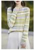 2024 Women's Striped Long-Sleeve Knitwear: Soft Slim Fit Sweater for Layering