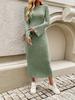 Women's Slim Fit Flared Sleeve Solid Color Knit Dresses