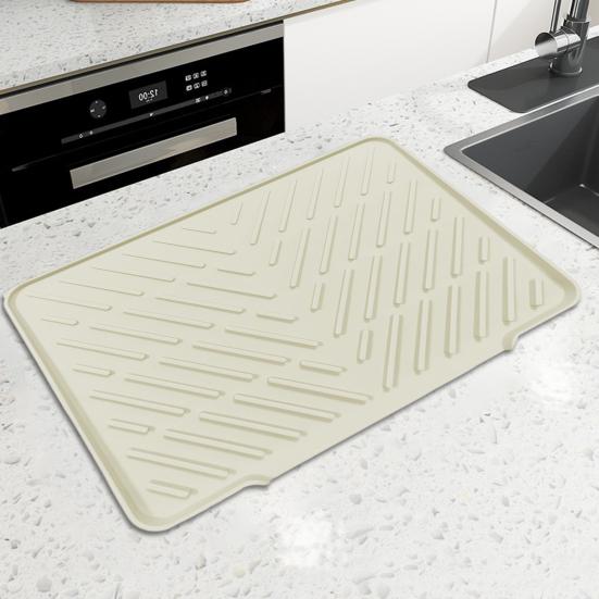 Silicone Drain Mat Kitchen Sink Slope Design Heat-Resistant Drain Pad Cookware Drying Tray Air Circulation Drain Mat
