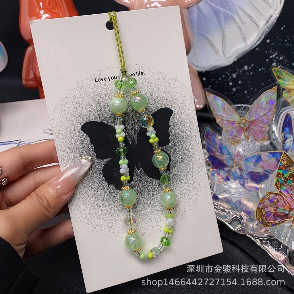 Summer New Handmade Beaded Mixed Style Phone Lanyard CCD Camera USB Flash Drive Bag Pendant Phone Chain Rope Wholesale