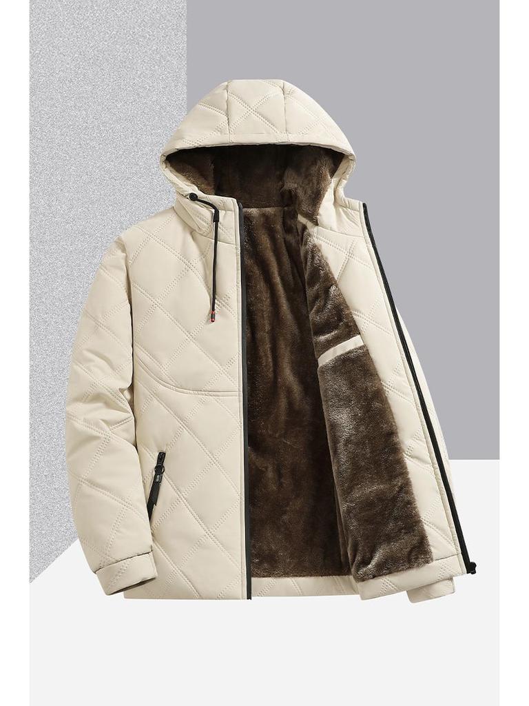2025 Men's Winter Jacket: Fleece Lined, Thickened Cotton, New Warm Style, Casual Hooded Stand Collar.