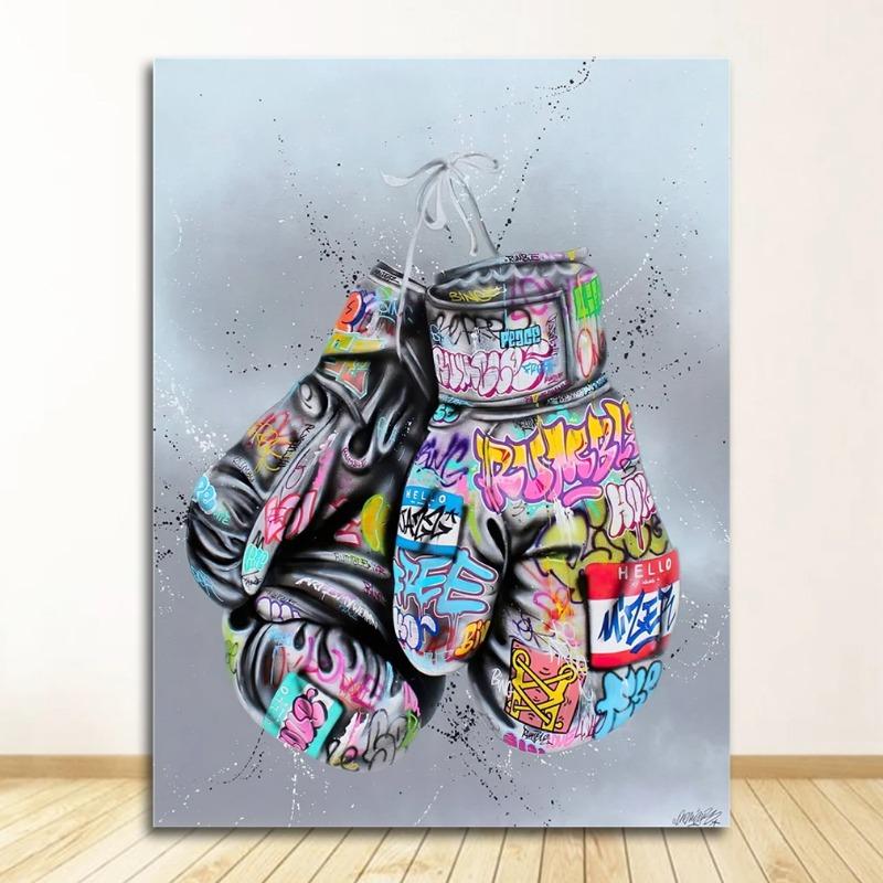 

Уличная настенная художественная картина для гостиной, домашний декор, боксерские перчатки, граффити, художественные постеры и принты на стене, холст, живопись 30x45cm No Frame