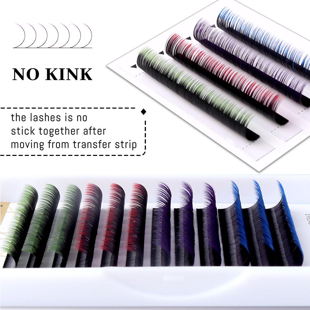 Befer Ombre Blue Purple Green Red Colored Eyelashes for Extension Colorful Individual Lashes Cosplay Gradient Eyelash Extensions