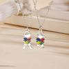 Stainless Steel Jewelry Heart Puzzle Boy&Girl Shaped Pendant Necklace Autism Awareness Silver Color Chain Necklace for Women