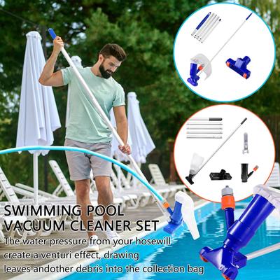Pool Vacuum Cleaning Kit Professional Pool Cleaner Brush with Handle Portable Disinfection Suction Head Filter for Swimming Pool