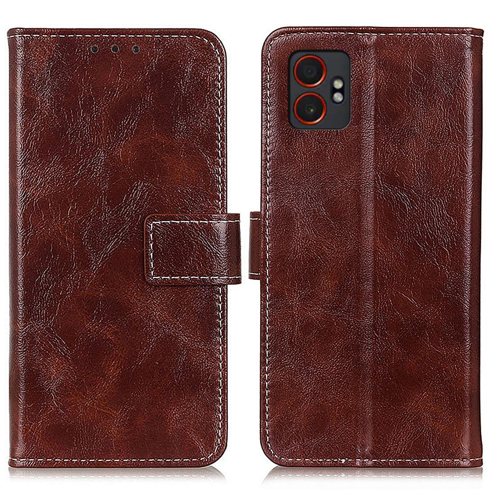 For Samsung Galaxy XCover7 Pro Case Wallet Leather Phone Cover Crazy Horse Texture