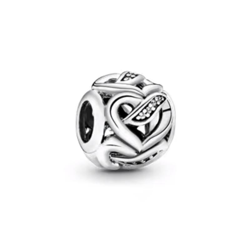 Pixar Hollow-out Round Woven Flower Queen Charm Bead European Silver Bracelet Necklace DIY Jewelry Gift for Women