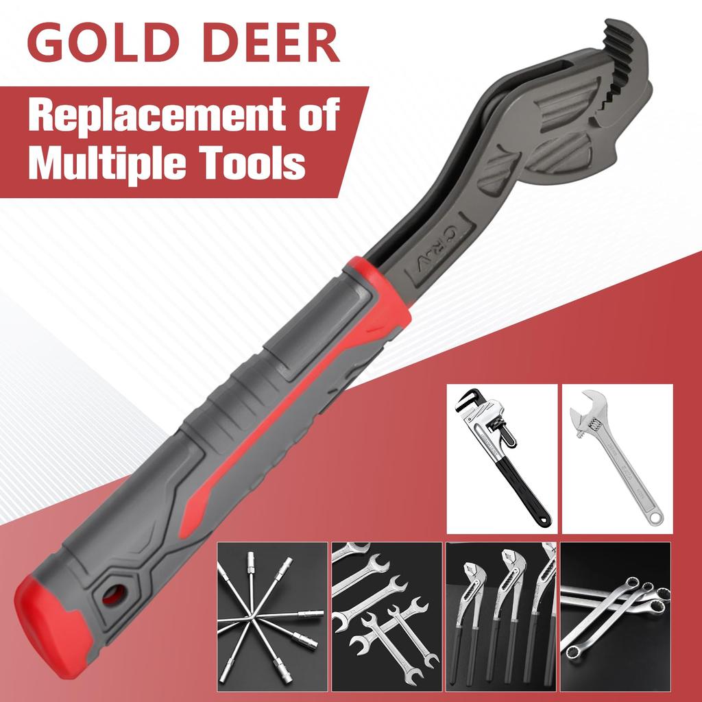 GOLD DEER Pipe 215mm Universal Magic Spanner with Quick Power for Auto Repair and Home Plumbing and Plumbing Fits Steel Self-Adjusting Wrench,