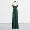 Fashionable Sexy Pleated Suit Women's Neck Ruffled Top With High-waisted Wide-leg Pants