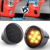 JK Turn Signal Lights Smoke Lens Amber LED Front Grill Indicator Parking Lights for Jeep Wrangler JK JKU 2007-2017