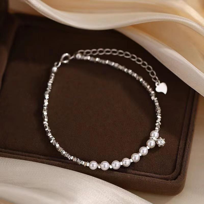 2024 Sterling Silver Pearl Beaded Bracelet - Elegant Gift for Girlfriend