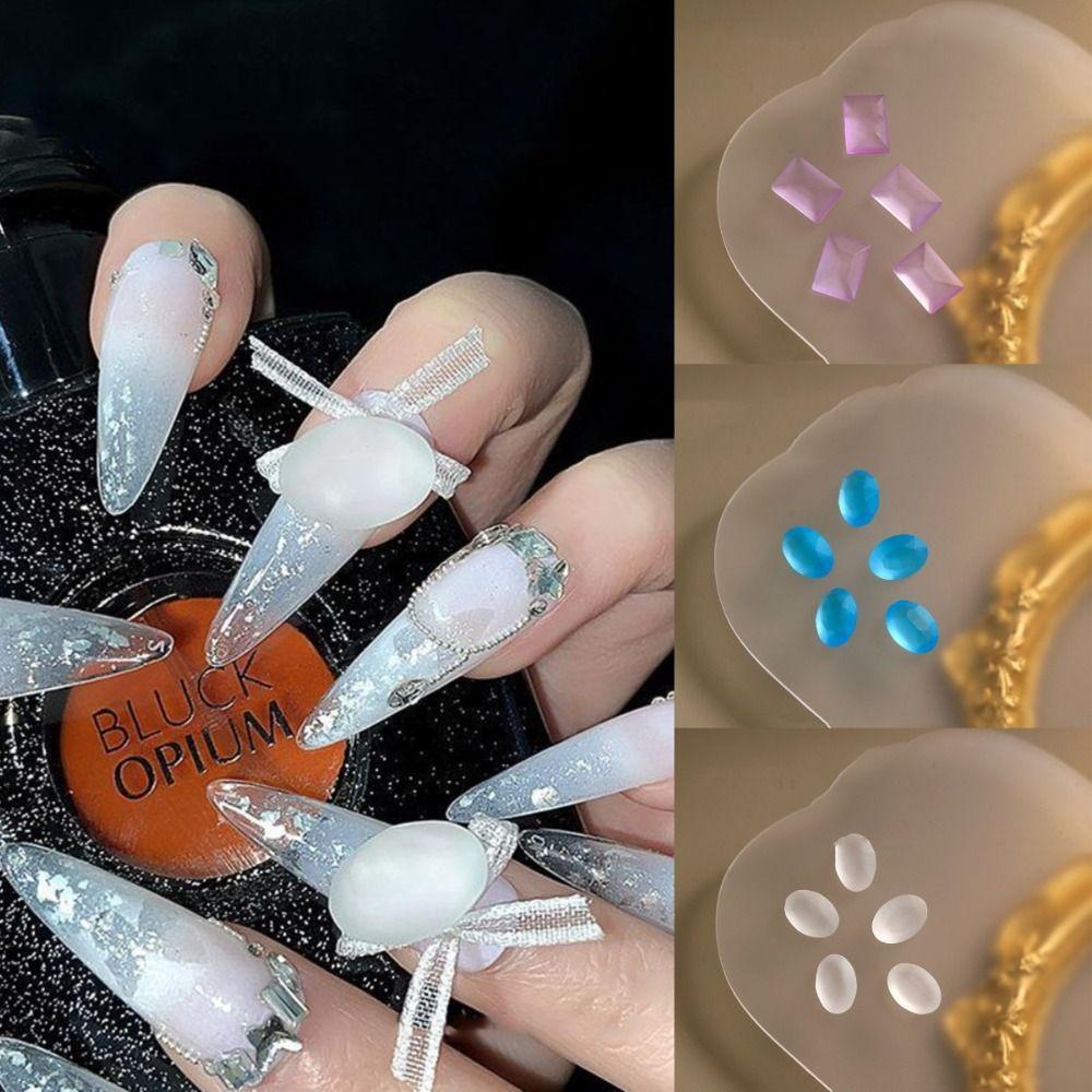 

5pcs Candy Color Finger Nail Flat-bottom Drill Frosted Rhinestones Rhinestones Nail Art Girls