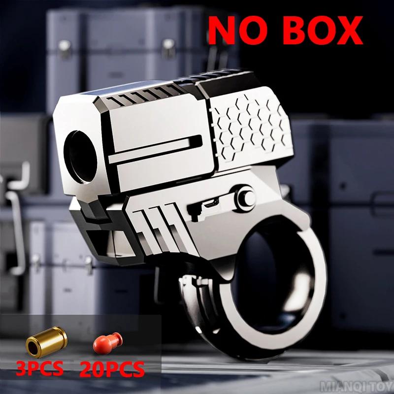 Mini Throwing Shell Bullet Gun Relieve Stress Ring Alloy Metal Finger Gun Decompression Toy For Boy Gift Launch Soft Bullet Play