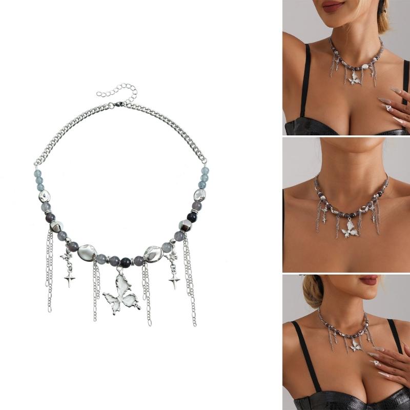 Stylish Star Pendant Necklace Handmade Star Beaded Necklace Butterfly Necklace Neck Jewelry Suitable for Everyday Wear
