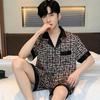 Conjunto de Pijama para Hombre Primavera Otoño Seda de Hielo Cárdigan de Manga Larga Ropa de Dormir de Satén para Exterior Masculino Ropa de Casa Verano