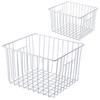 SANNO Wire Basket Refrigerator Storage Case Kitchen Storage Box Small Item Container with Handle White 28x26x18cm 2pcs