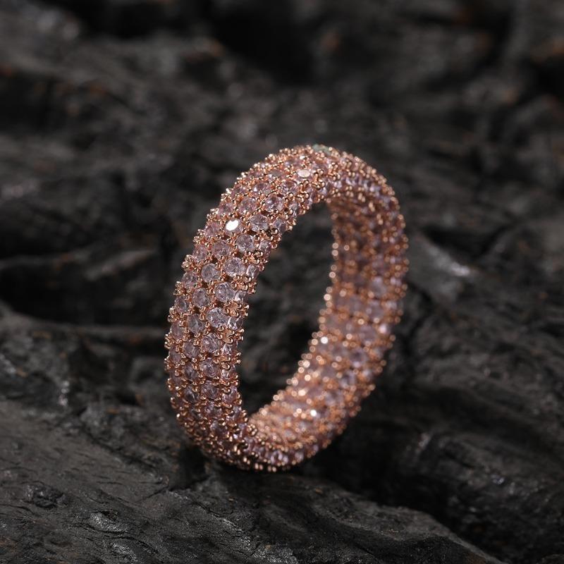 Antique copper ring with zircon full diamond setting - hip hop style, unique minimalist men's ring, trendy