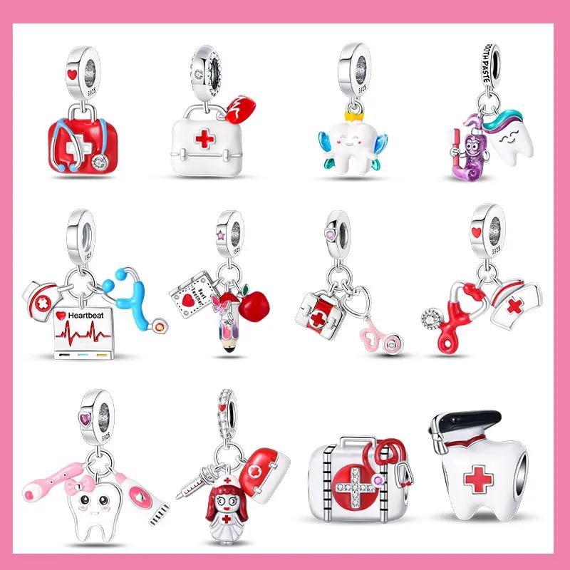 Eleganti Charms e Perline in Rame 100% Serie Professioni Medico Pittore Musicista Infermiere Adatti a Braccialetti Originali Gioielli Fai da Te