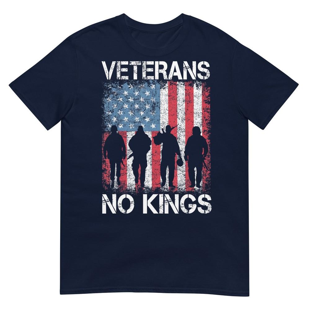 Veterans No Kings Vintage Military America Flag Veterans Day TShirt S
