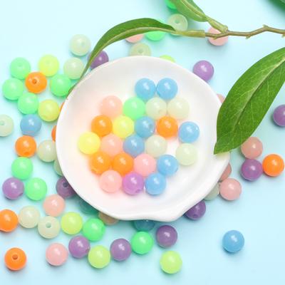 Handgefertigte Perlen, 100 Stück, kreative 6 mm/8 mm/10 mm Materialien, DIY Schmuckzubehör, Acryl, leuchtende Bonbonfarbe, runde Halskette, Armbandherstellung, handgefertigt