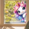 Dreamy Unicorn Gazing Into the Distance Static Cling Window Stickers, Removable Self-Adhesive PVC Decals for Kids Room Bedroom Glass Door Decoration