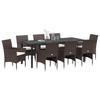 Garden Dining Set with Cushions 9 pcs Brown Poly Rattan