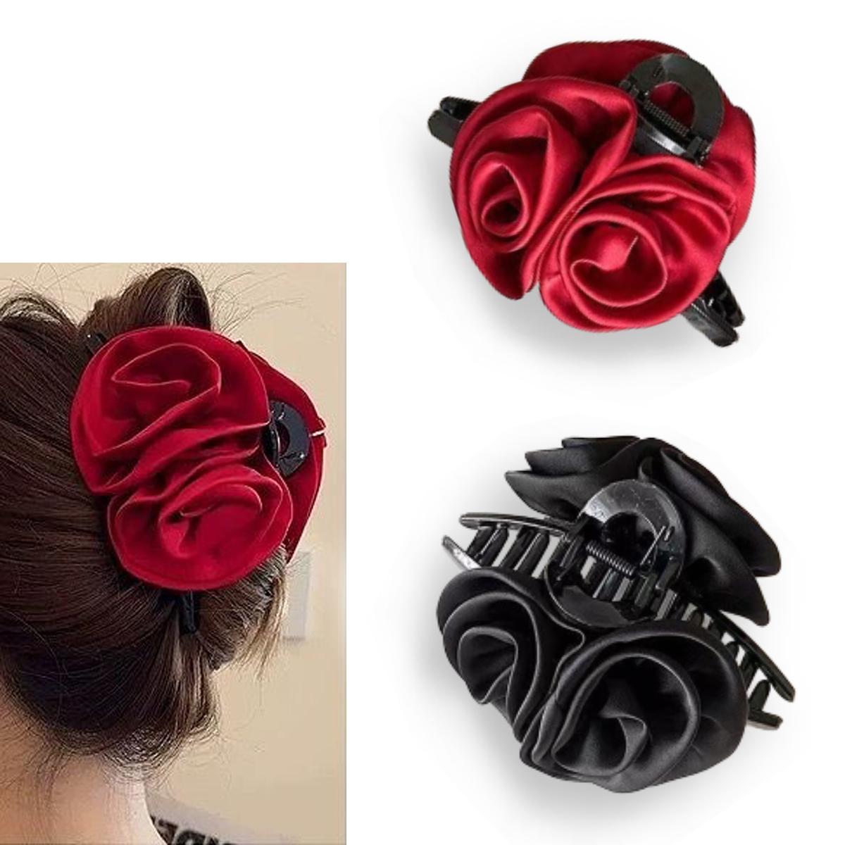 

Retro Solid Color Fabric Rose Hair Clip for Women Elegant Shark Clip Fashion Girls Hair Claw Hair Accessories