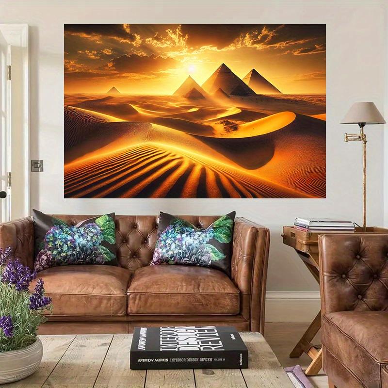 Background flag 1 piece, pyramid desert sunset scene background fabric for wall decoration, polyester fiber