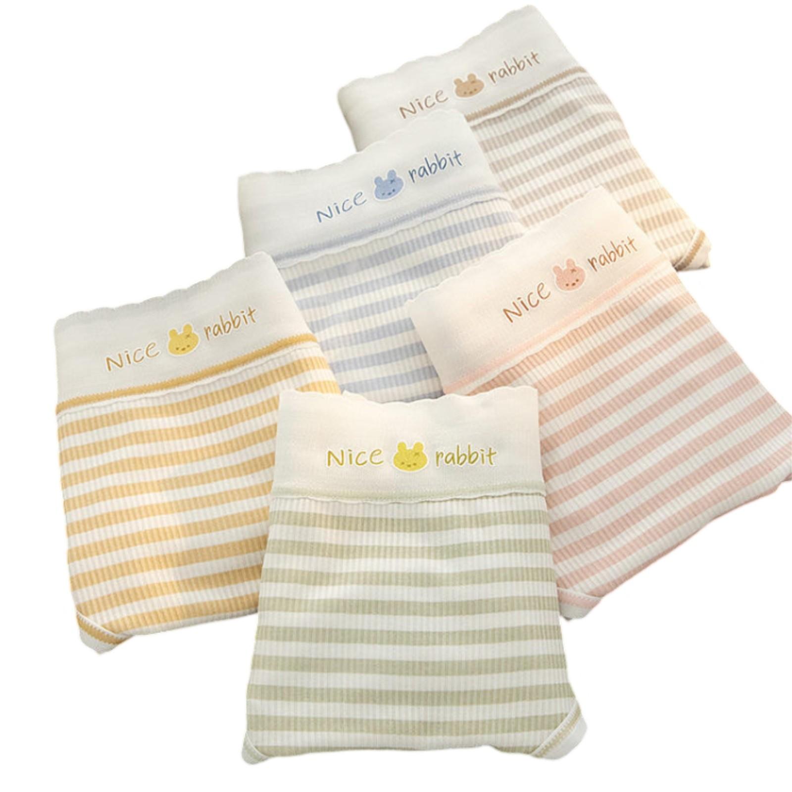 

5 шт. Женское нижнее белье в полоску с деревянными ушками и хлопковыми штанами для девочек-студенток, милое нижнее белье L бежевый