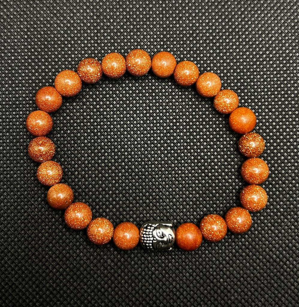 Elegant Goldstone Beads and Buddha Charm Bracelet, Bracelet Featuring Peaceful Buddha Accent, Calm & Strength, Perfect Gift for both men and women
