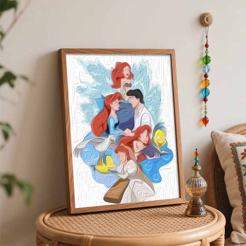 Disney The Little Mermaid Ariel DIY Oil Painting Art Painting Kit Home Wall Decor Handmade Gift Coloring Canvas Art Craft Room Decor