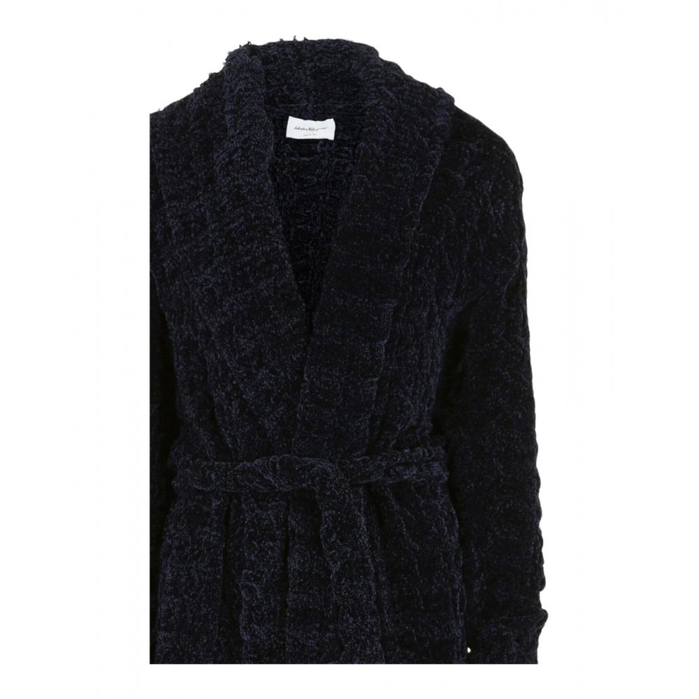 Salvatore Ferragamo Chenille Knit Cardigan Black