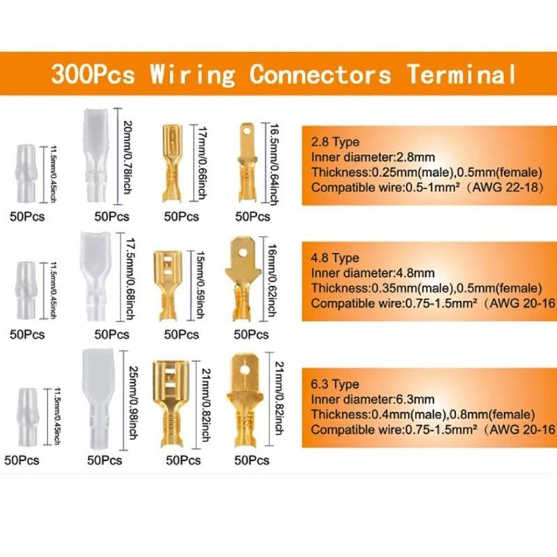 120/315/1000pcs Male and Female Box, Insulated Cable, Male Connector, 2.8/6.3mm Electric Crimping Terminal Shovel Kit Sheath Box