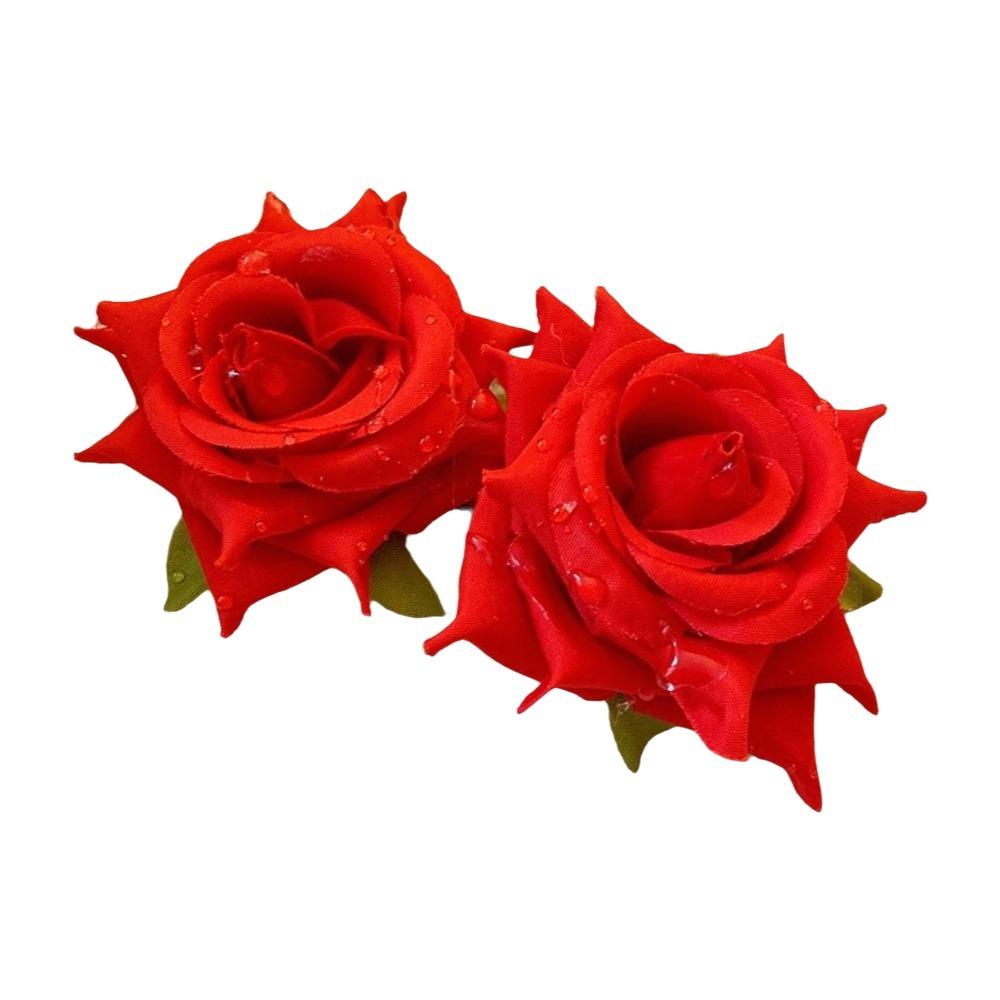 Cloth Floral Stud Earrings Solid Color Drop Earrings Retro Rose Flower Earrings  Women
