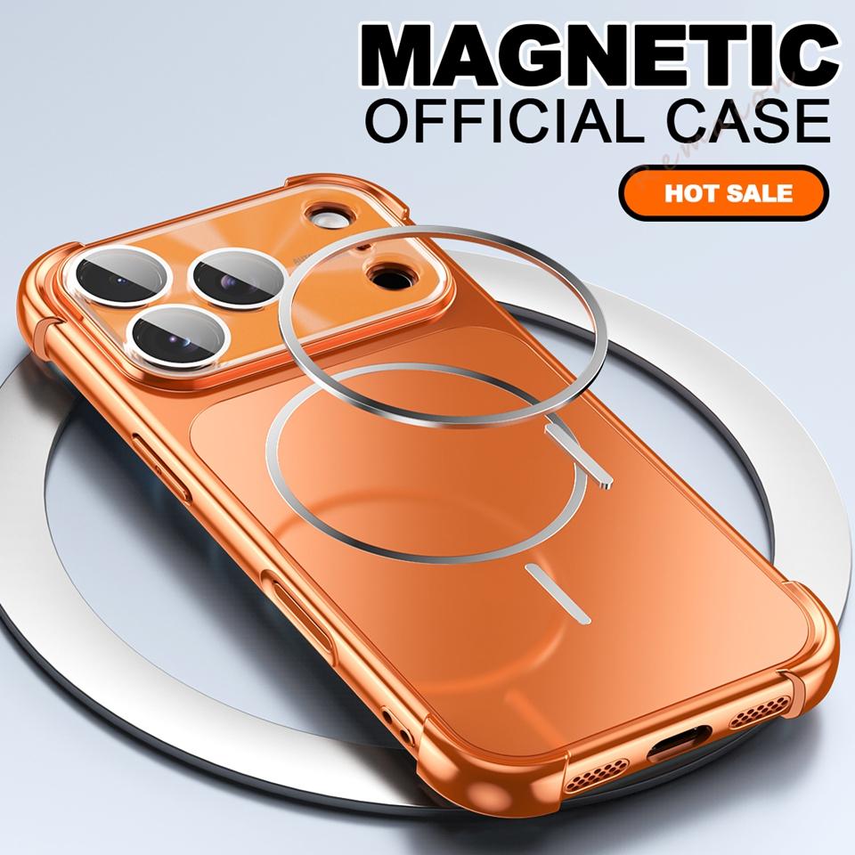 Magnetic Phone Case For iPhone 17 13 14 15 16 Pro Max Air Magsafe Official Big Windows Shockproof Protector Cover