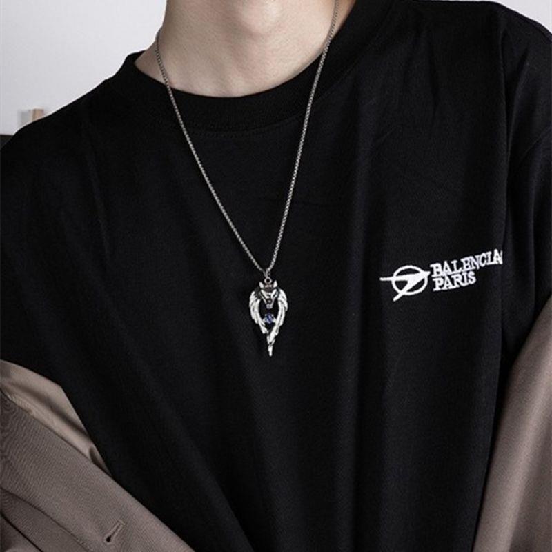 Flame Dragon Wolf King Necklace: Cool Unisex Pendant with Disco Hip-Hop Style