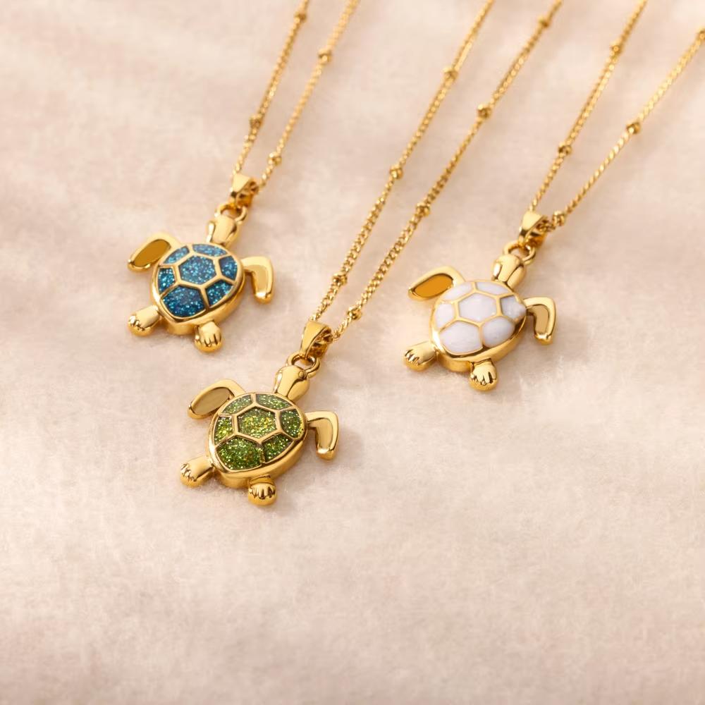 Drip Oil Bees Butterfly Cute Necklace For Women Gold Color Stainless Steel Turtle Charm Choker Christmas Jewelry Romantic Gifts