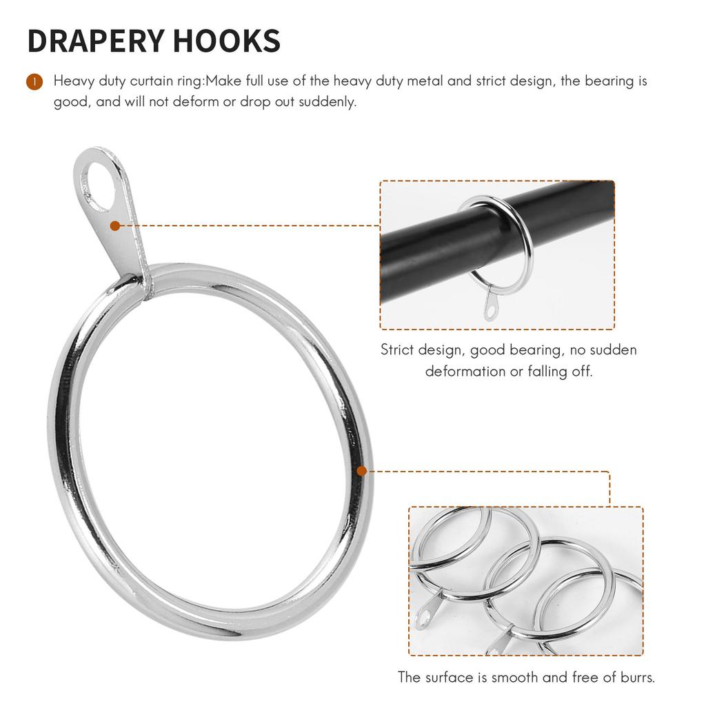 AT21-40 Pcs Metal Curtain Ring For Curtains And Poles,Dangling Sliding Eyelet Ring 32 Mm Inner Diameter (Silver)