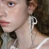 Sweet Dangle Earrings Elegant Pearl Bowknot Tassels Pendant Earrings Statement Jewelry Fashion Long Drop Earrings