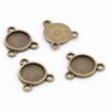 50pcs 8mm and 10 Mm Inner Size Antique Bronze And Silver Plated Three Loops Style Cabochon Base Cameo Setting Charms Pendant