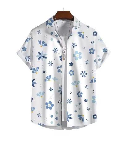 Simple Men's Shirt 3D Floral Print Hawaiian Shirt Men's Daily Casual Short Sleeve Shirt Loose Plus