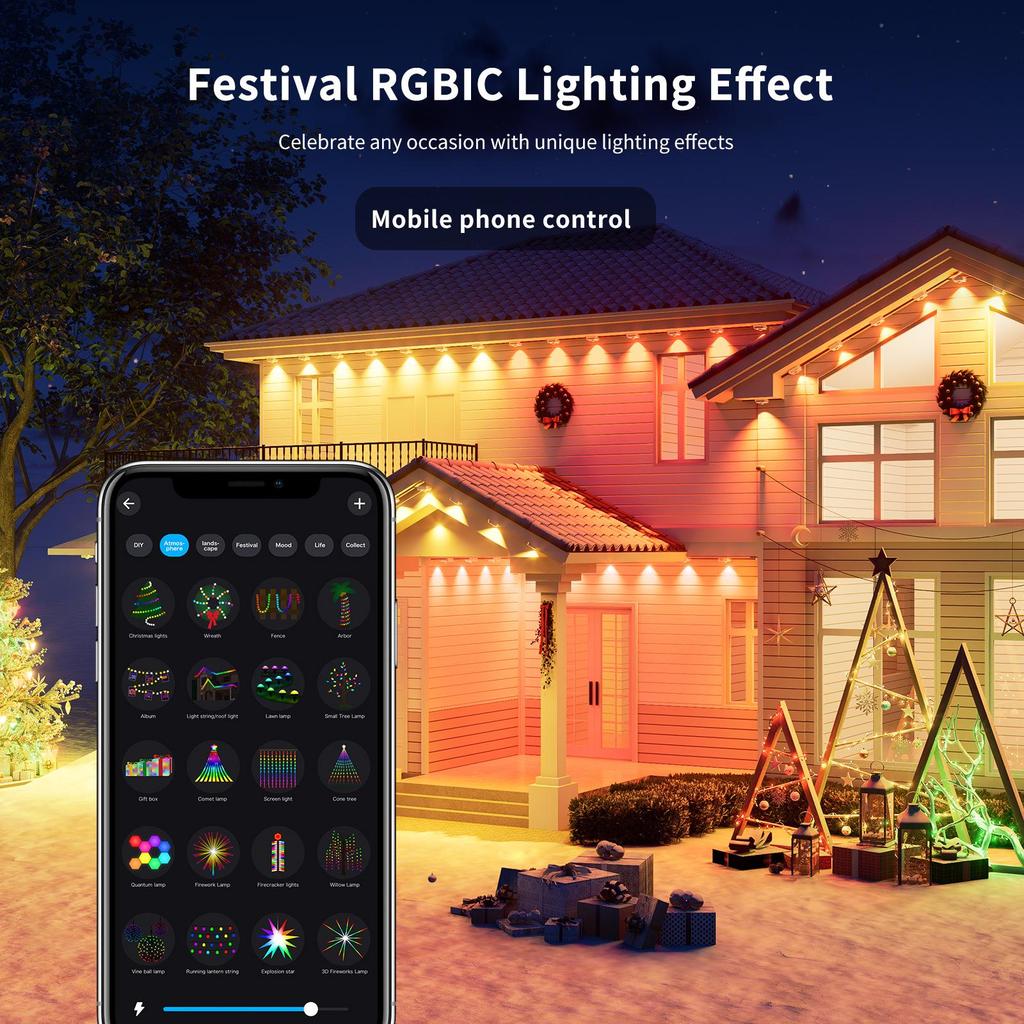 Smart Bluetooth Neon Strip Outdoor Wall Light - Color-Changing PVC Atmosphere Lighting
