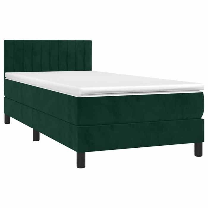 Maison Exclusive - Sommier à lattes de lit et matelas et LED Vert foncé 90x200cm
