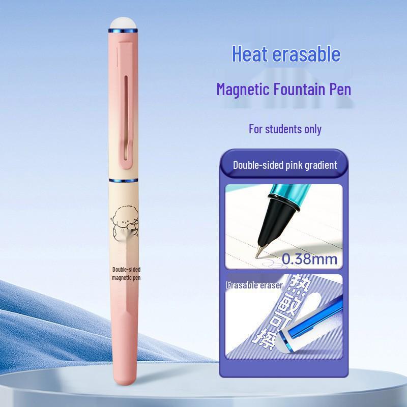 Refillable Ergonomic Fountain Pen for Students - Transparent Colored Plastic Design