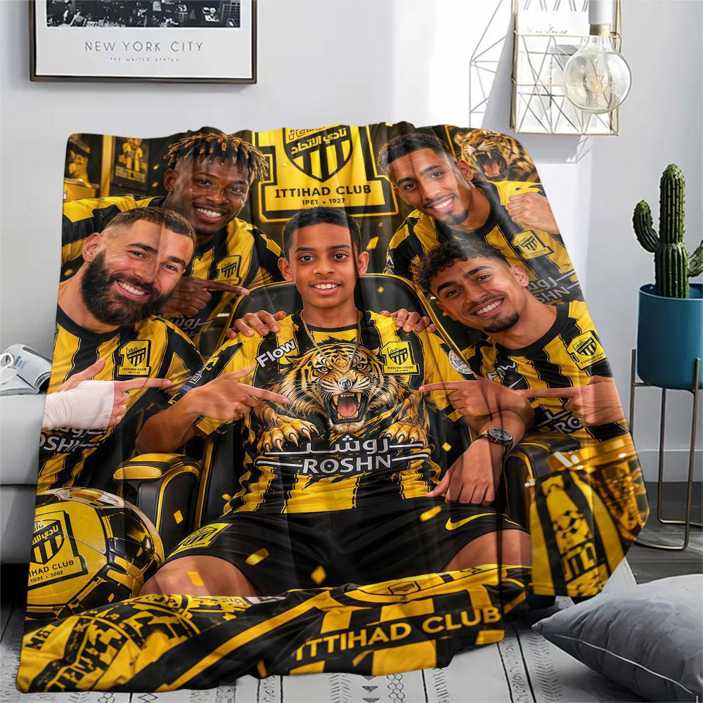 1PC Al-Ittihad FC Patterned Flannel Blanket Suitable For All Seasons for Home Decor Warmth and Comfort Gifts Holiday Present