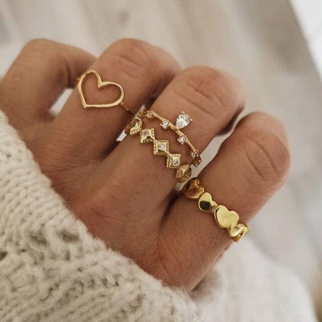Zovoli Punk Cool Hiphop Women Chain Rings Multi Layer Adjustable Open Finger Rings Set Metal Alloy Man Rings Event Gathering Souvenir Present
