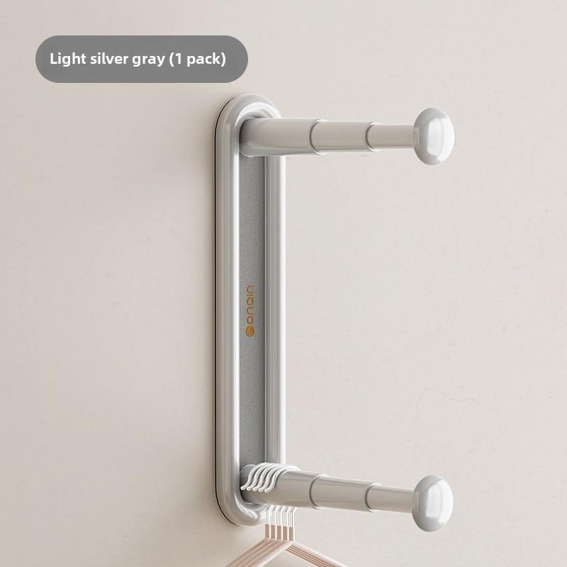 Adjustable Non-Perforated Wall Mounted Clothes Hanger Storage Rack - Multifunctional Hooks Space Saving Organizer for Wardrobe