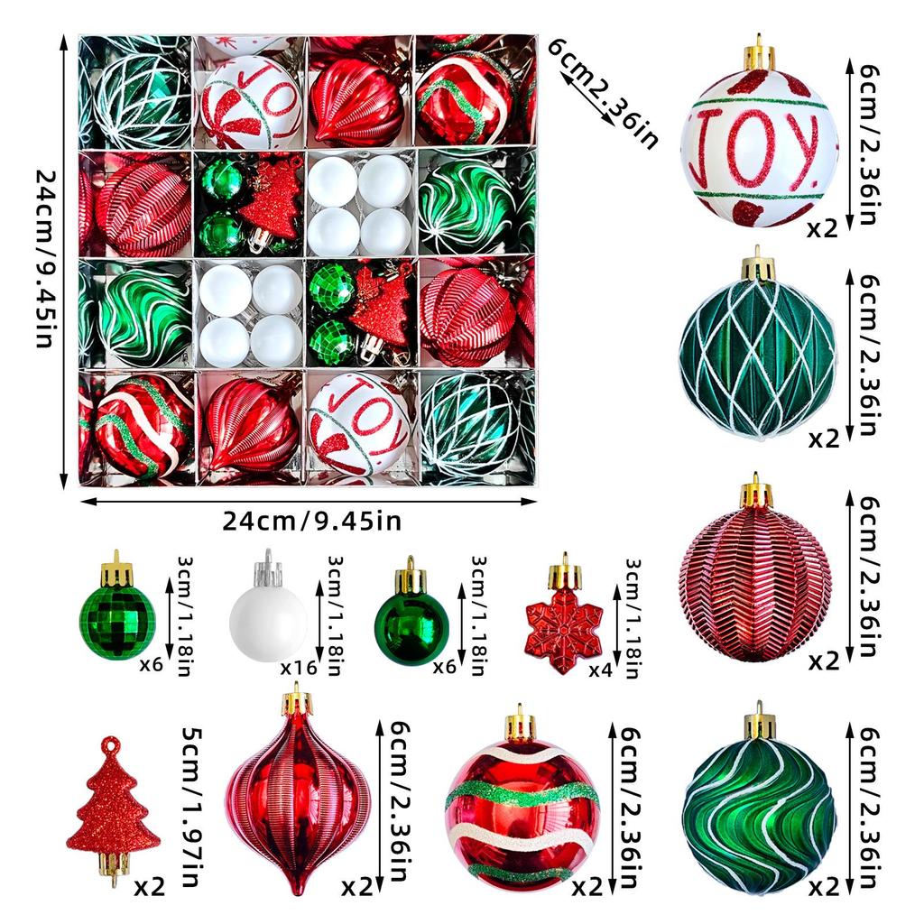 6cm Electroplated Shiny Irregular Christmas Tree Ball Set