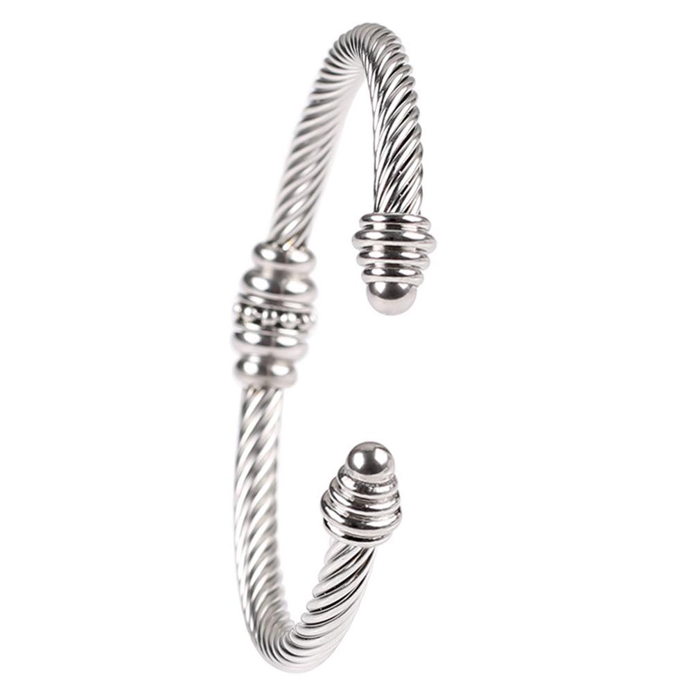 18K Gold Non-Fading Zircon Inlaid Titanium Steel Twist Open Bracelet